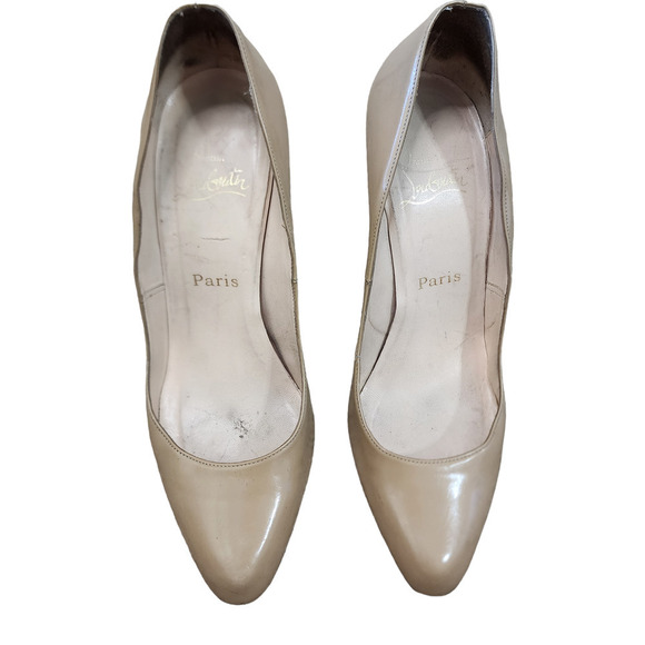 Christian Loubiton patent leather tan heels pumps size 8.5 - Picture 4 of 8